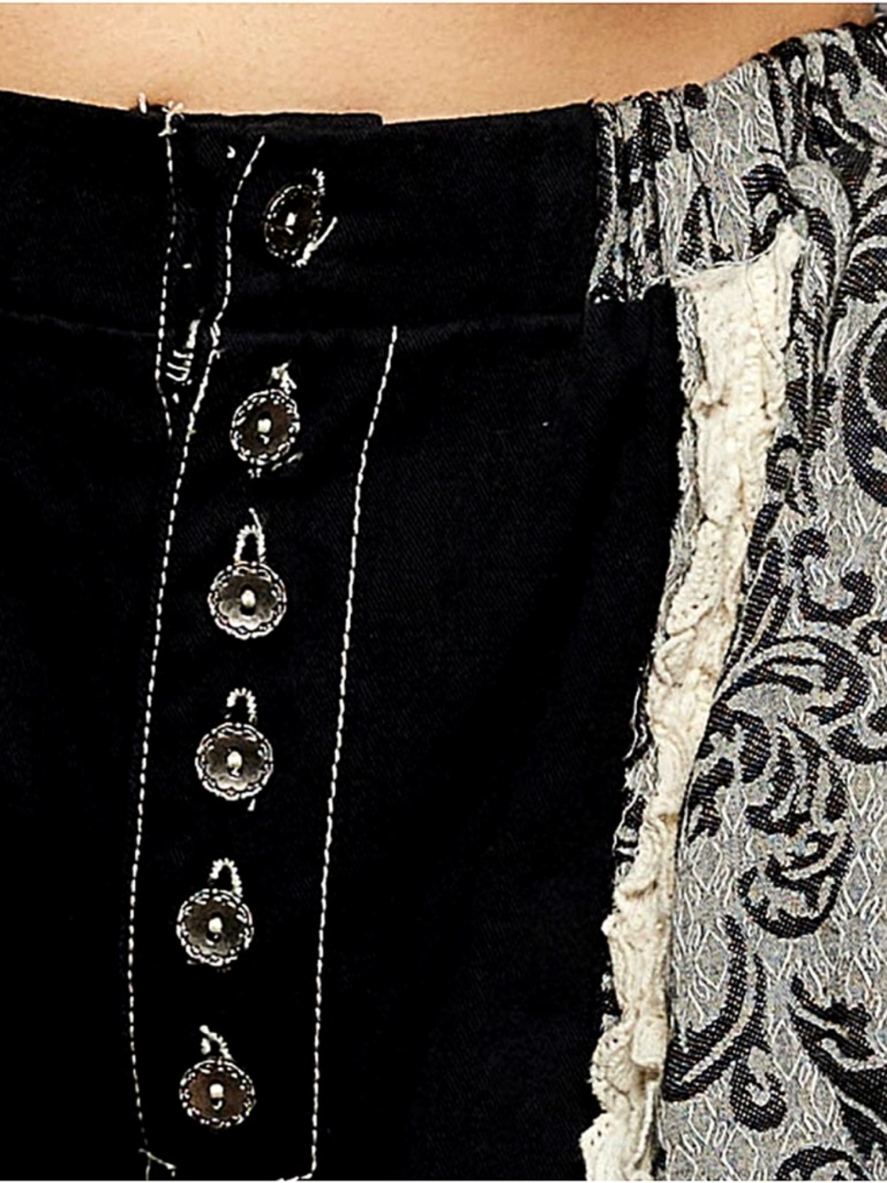 POL Black Floral Print Semi Sheer Lace Cotton Joggers Pants! - Picture 5 of 5